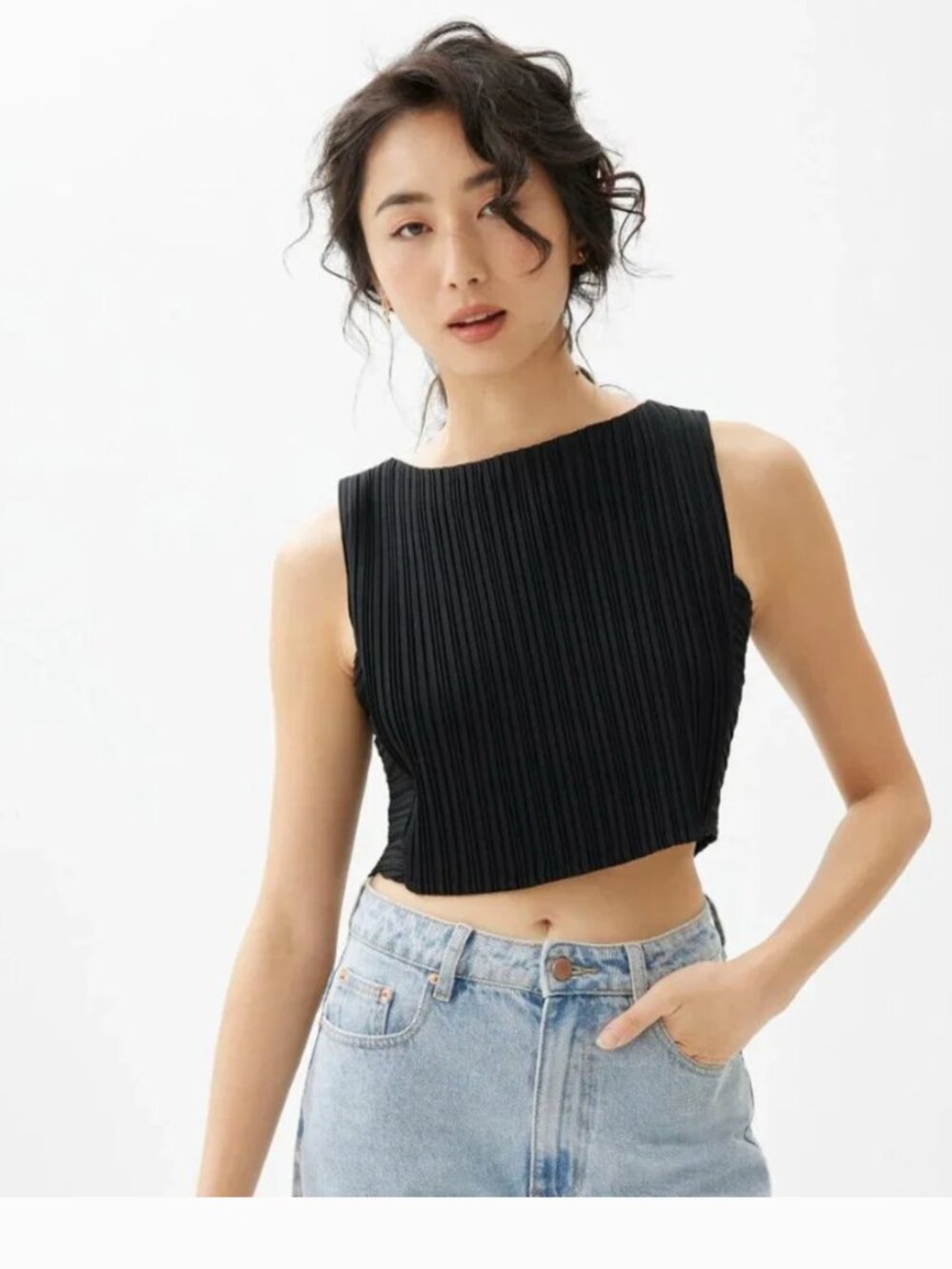 Love Bonito Dez Pleated Boat Neck Crop Top
